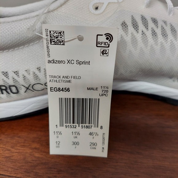 NEW adidas ADIZERO XC SPRINT Men\'s White Running Shoes Spikes EG8456 Size 12